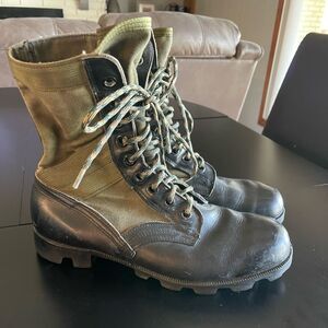 ROSEARCH Vintage Camo Black Leather Lace USA Camouflage Military Boots 9 vietnam